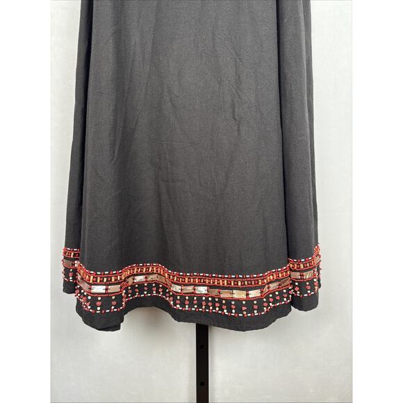 Basil & Maude Beaded Maxi Skirt Womens 10 Black Embellished Butterfly Boho Artsy - Picture 9 of 11